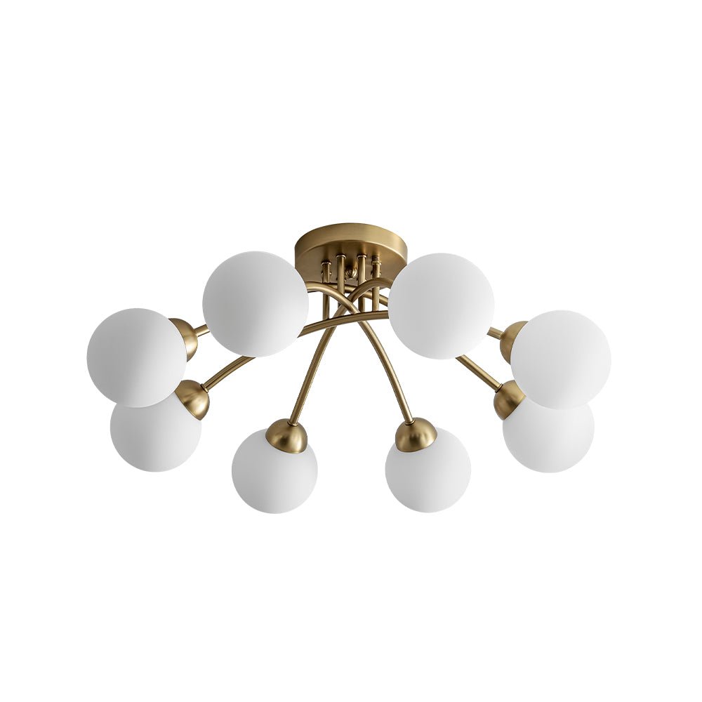 8-Light Sputnik Milky Glass Bubble Semi Flush Mount