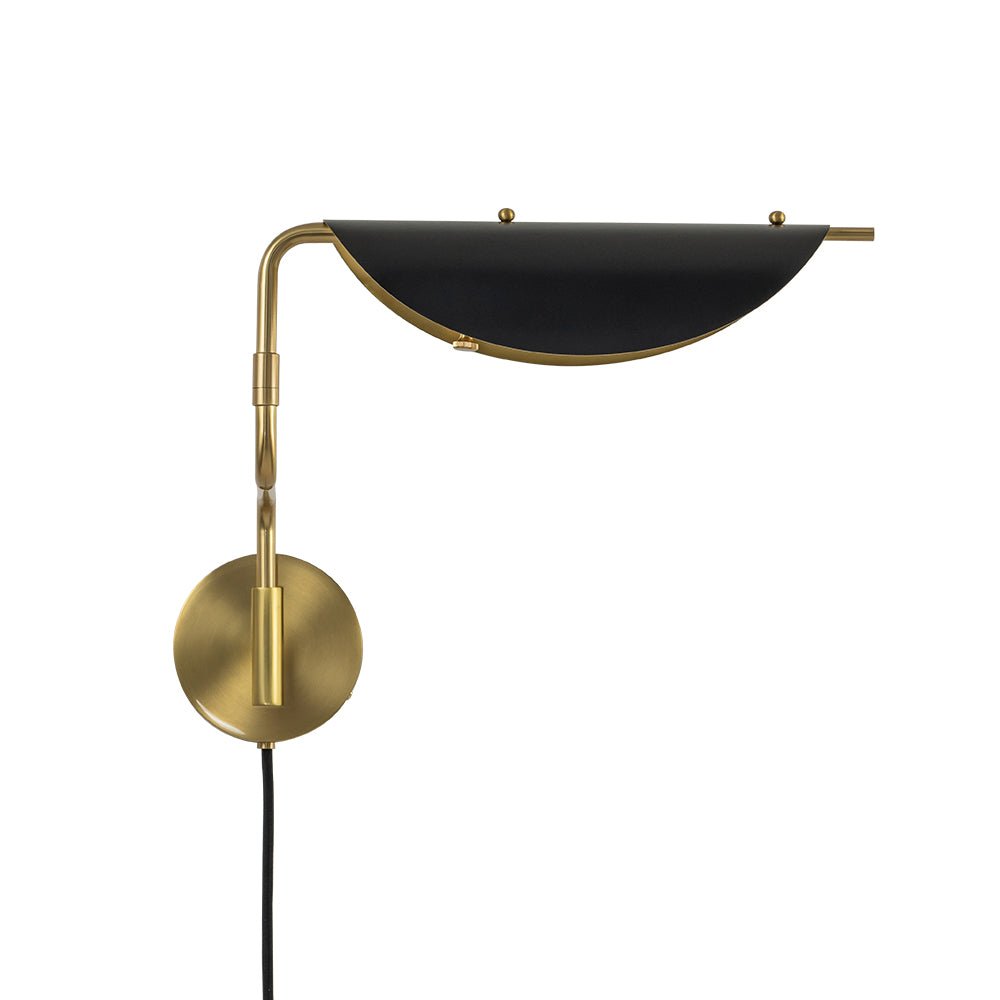 Aged Brass 1-Light Swing Arm Plug In Wall Sconce