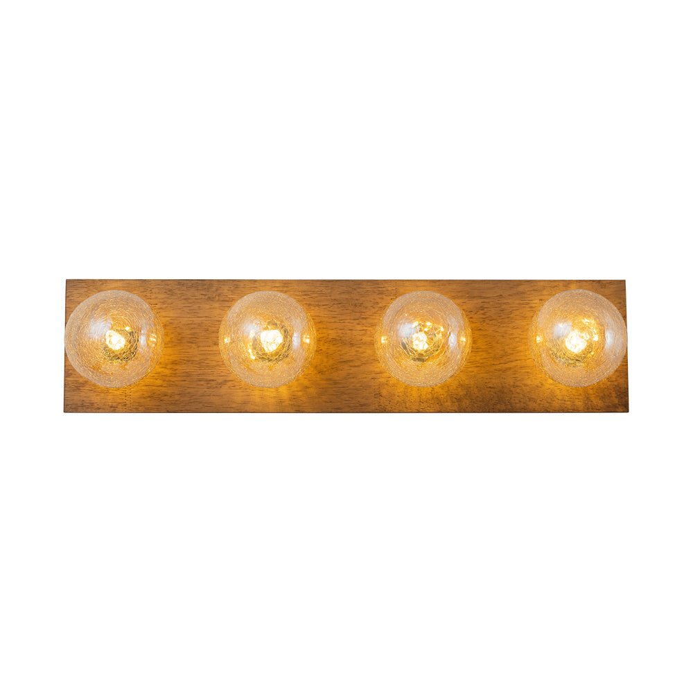 Amber Textured Glass Linear Wooden Semi Flush Mount / Wall Light