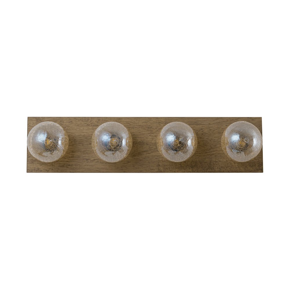 Amber Textured Glass Linear Wooden Semi Flush Mount / Wall Light