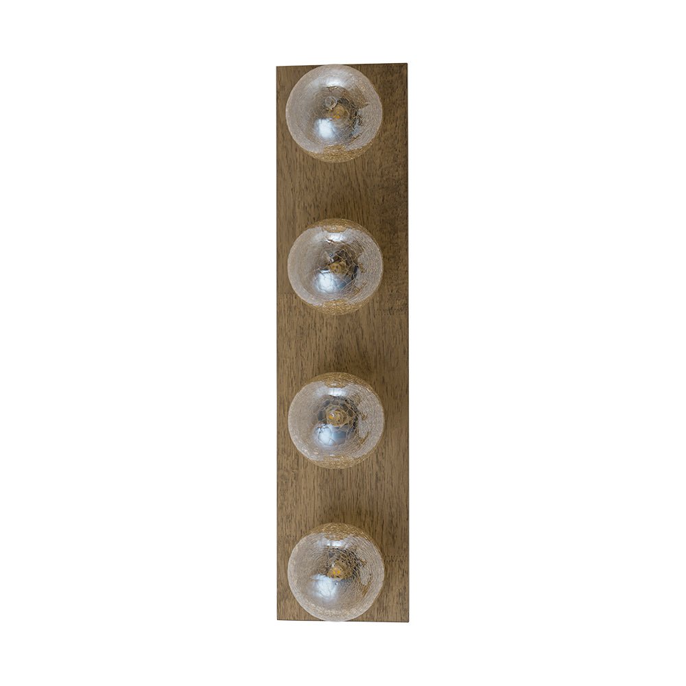Amber Textured Glass Linear Wooden Semi Flush Mount / Wall Light
