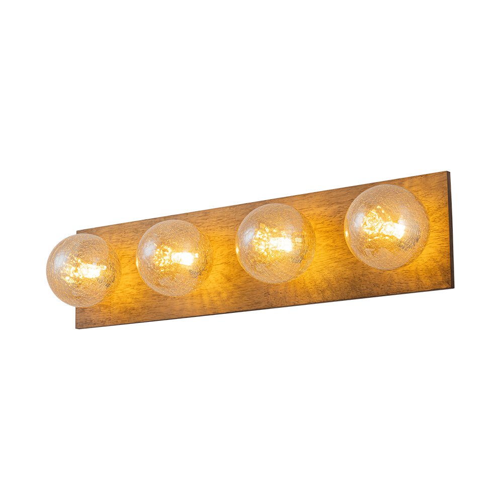 Amber Textured Glass Linear Wooden Semi Flush Mount / Wall Light