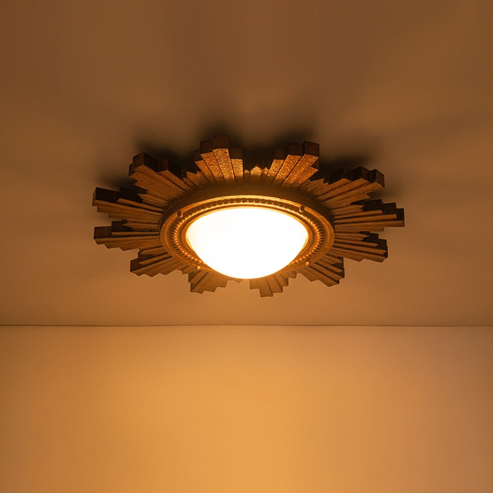 Antique Apollo Sunburst Sculpture Flush Mount / Wall Light