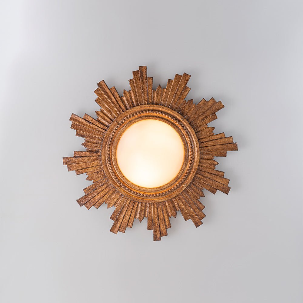 Antique Apollo Sunburst Sculpture Flush Mount / Wall Light