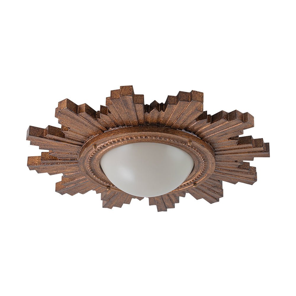 Antique Apollo Sunburst Sculpture Flush Mount / Wall Light