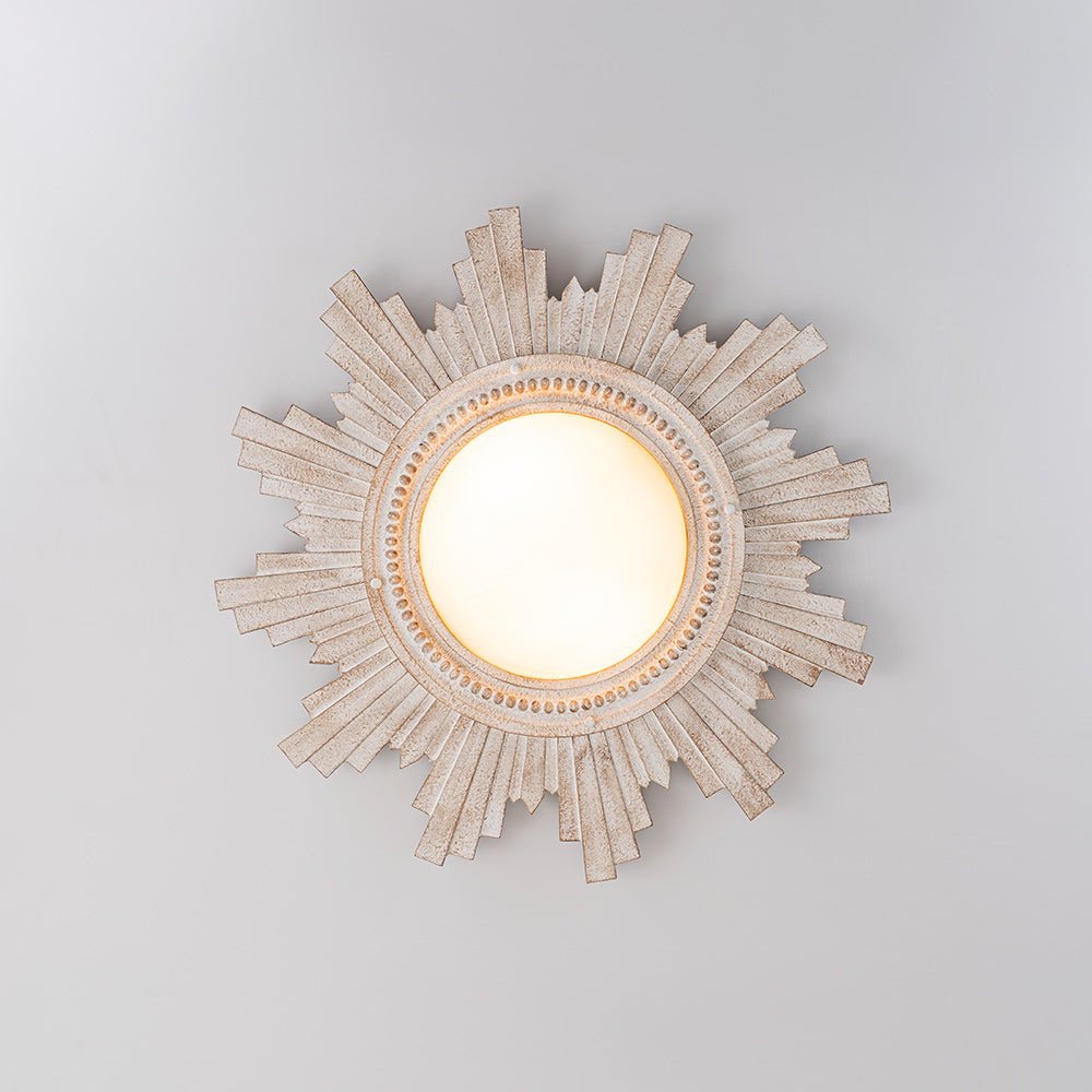 Antique Apollo Sunburst Sculpture Flush Mount / Wall Light