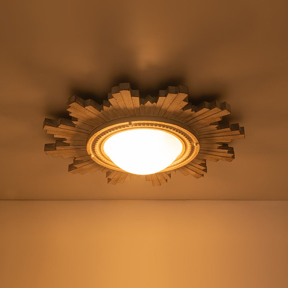 Antique Apollo Sunburst Sculpture Flush Mount / Wall Light