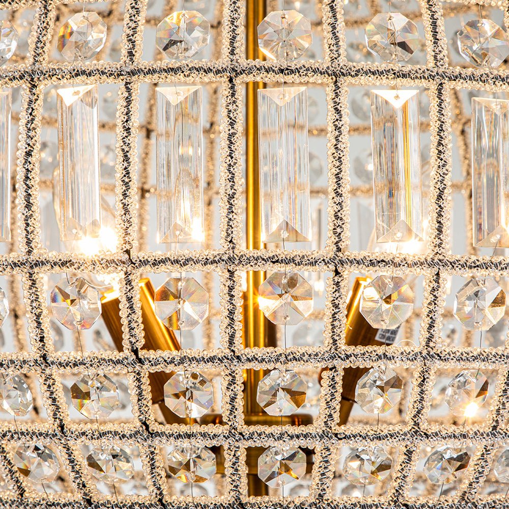 Antique Brass Crystal Globe Chandelier