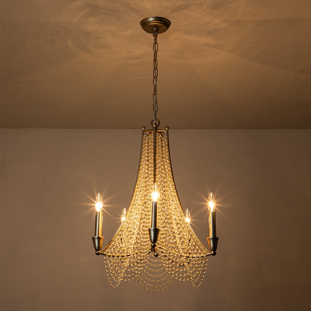 Antique Candle Style Crystal Bead Empire Chandelier