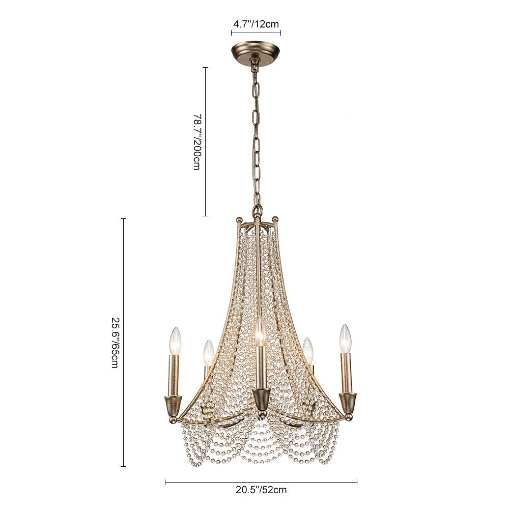 Antique Candle Style Crystal Bead Empire Chandelier