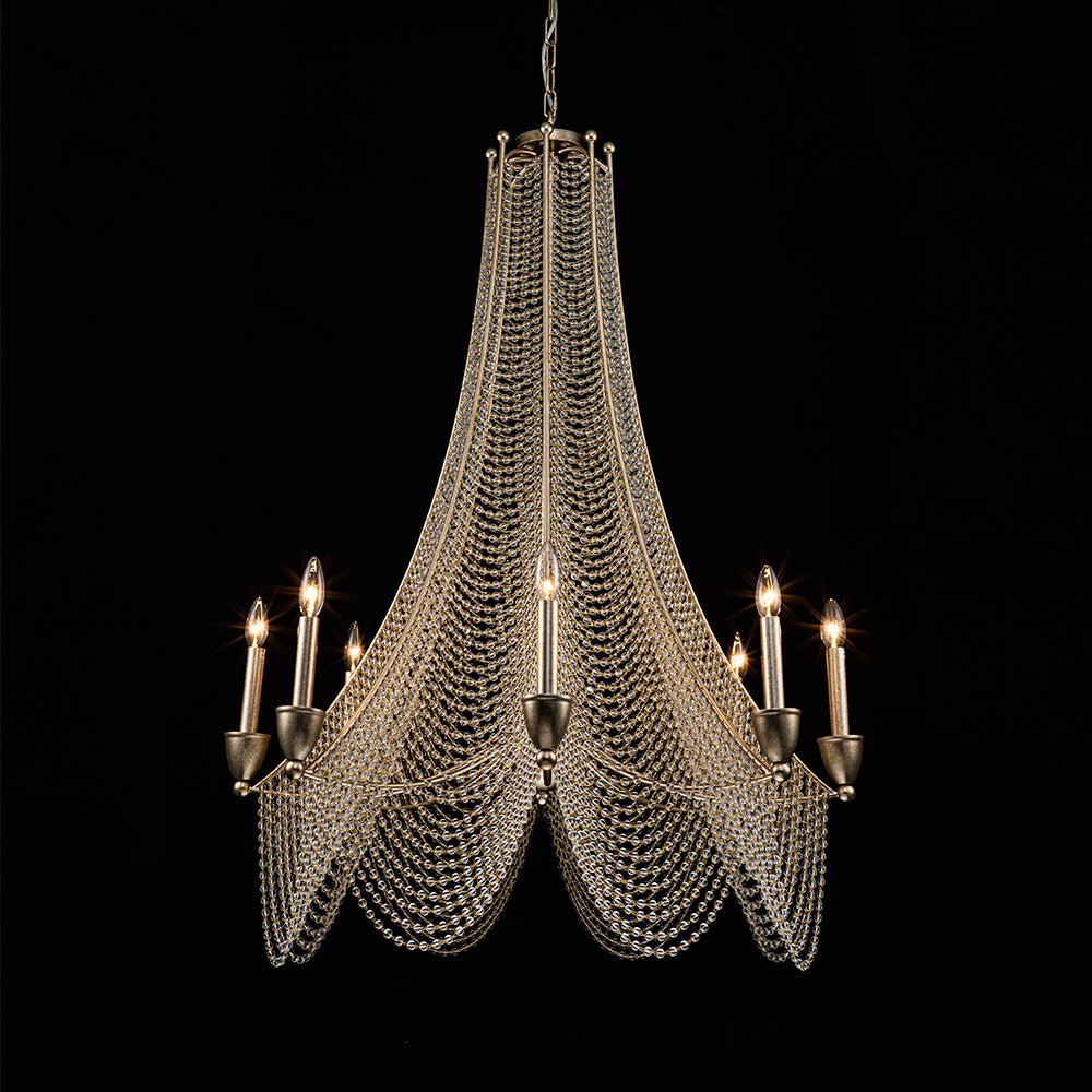 Antique Candle Style Crystal Bead Empire Chandelier