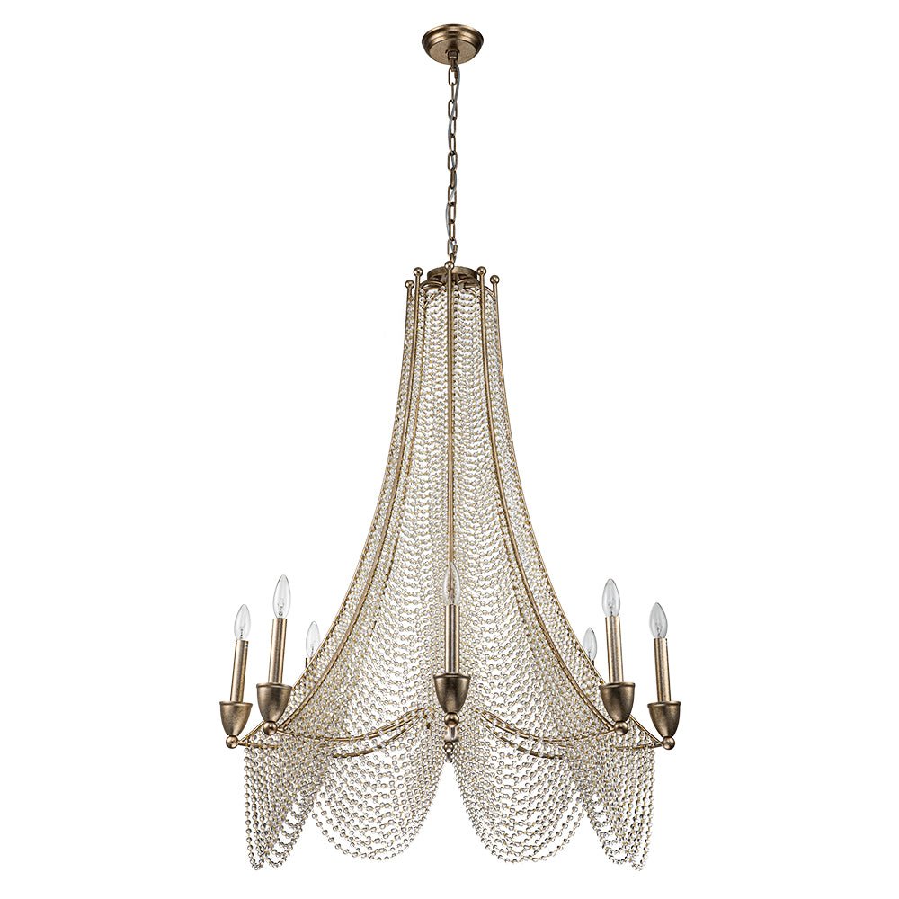 Antique Candle Style Crystal Bead Empire Chandelier