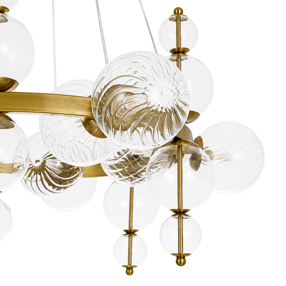 Art Deco 10-Light Glass Globe Bubble Circle Chandelier