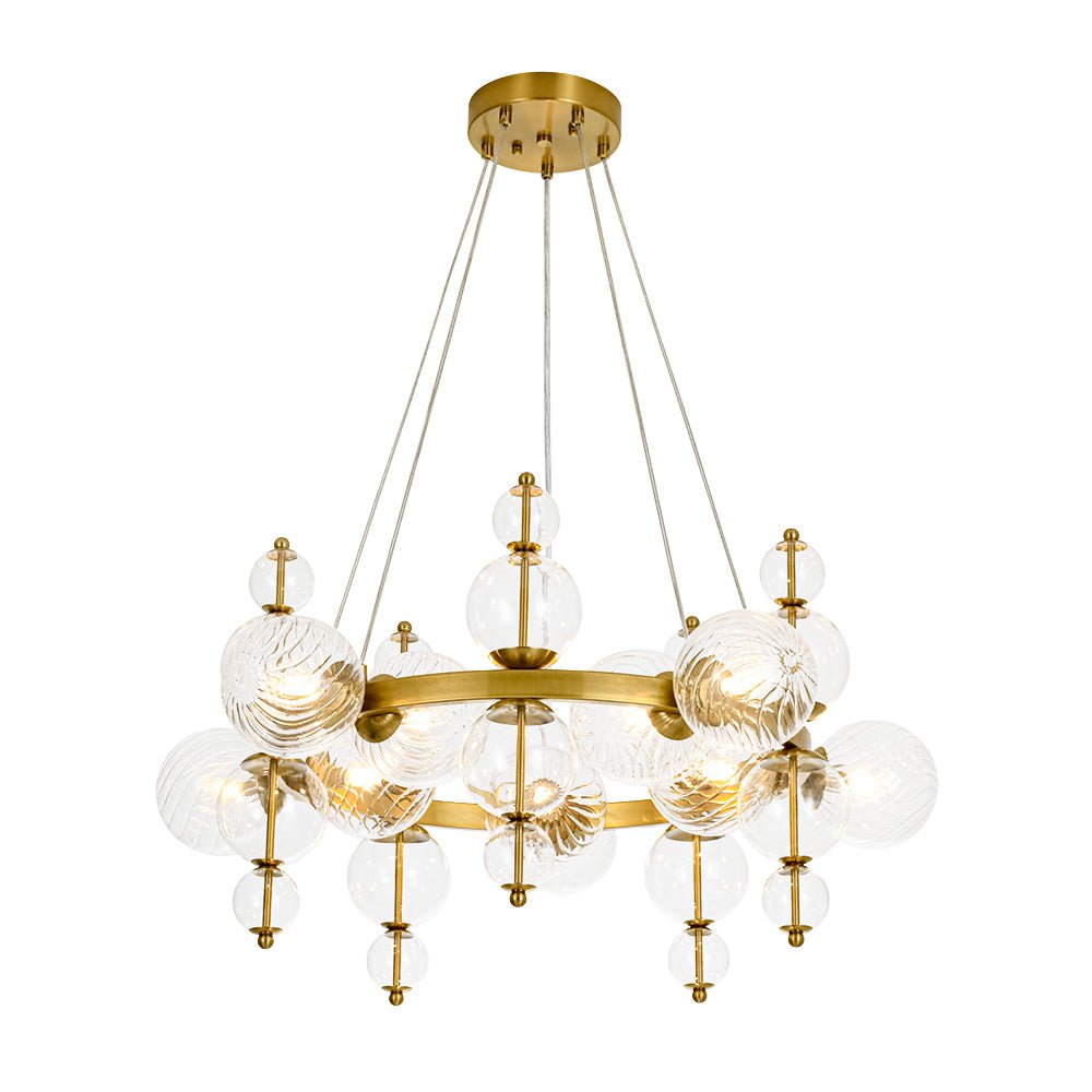 Art Deco 10-Light Glass Globe Bubble Circle Chandelier