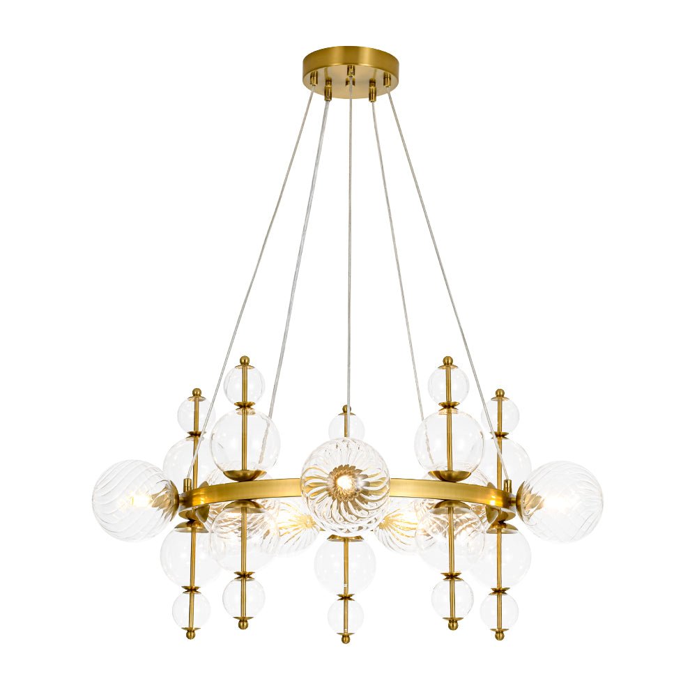 Art Deco 10-Light Glass Globe Bubble Circle Chandelier