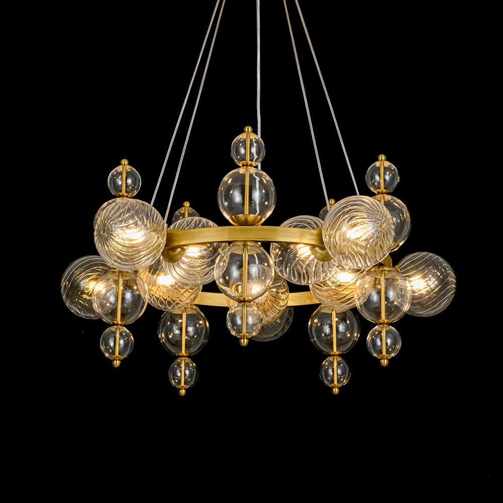 Art Deco 10-Light Glass Globe Bubble Circle Chandelier