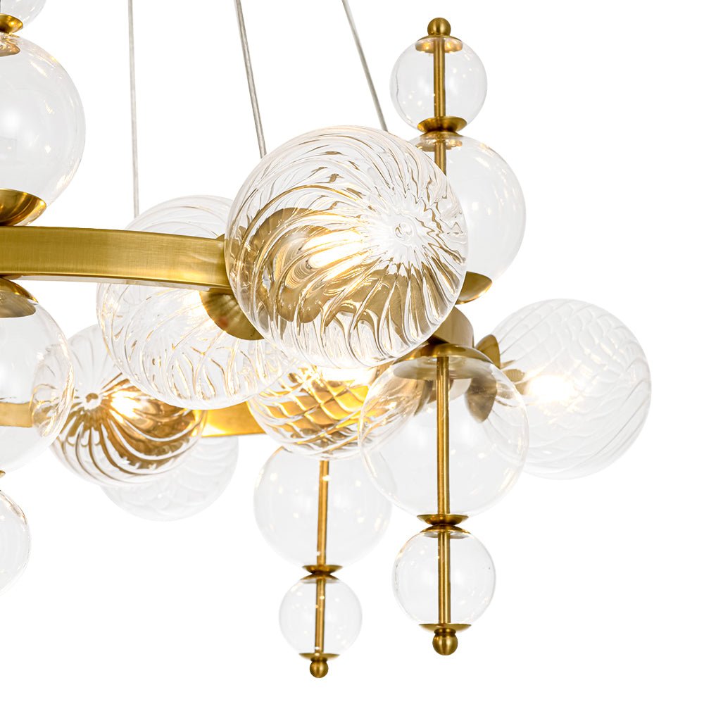 Art Deco 10-Light Glass Globe Bubble Circle Chandelier