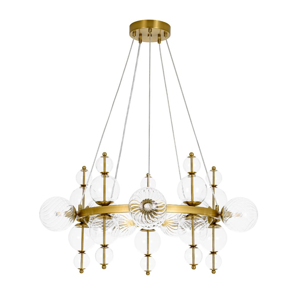 Art Deco 10-Light Glass Globe Bubble Circle Chandelier