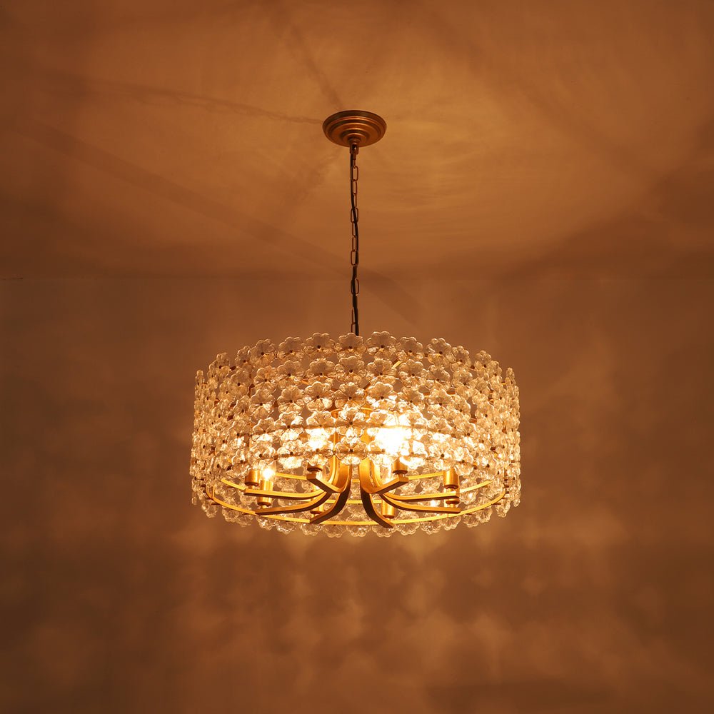 Art Deco Blossom Floral Cage Drum Lantern Pendant Light