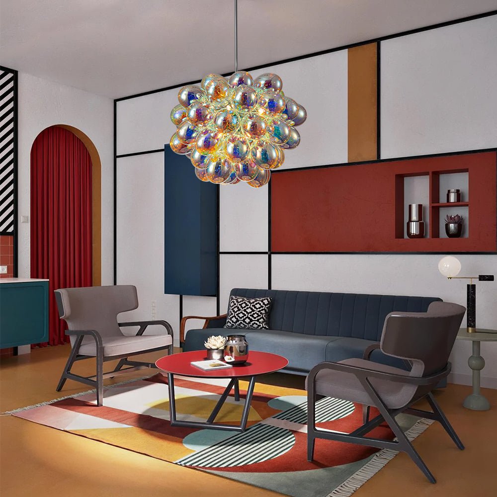 Bauhaus Color Stained Glass Cluster Bubble Chandelier
