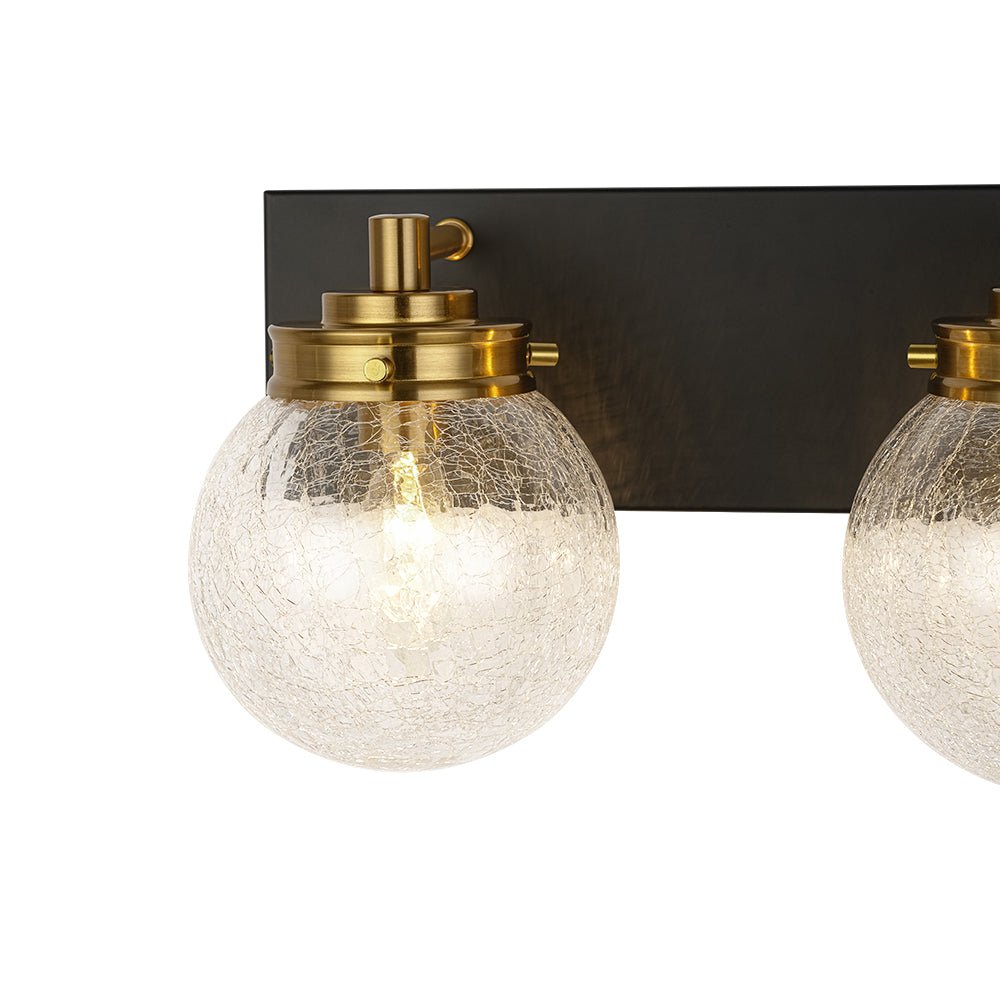 Black Brass Crackle Glass Globe Vanity Wall Lamp