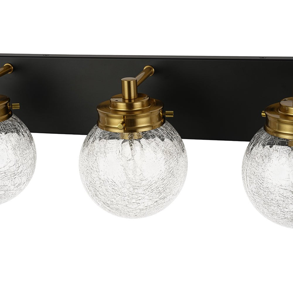 Black Brass Crackle Glass Globe Vanity Wall Lamp