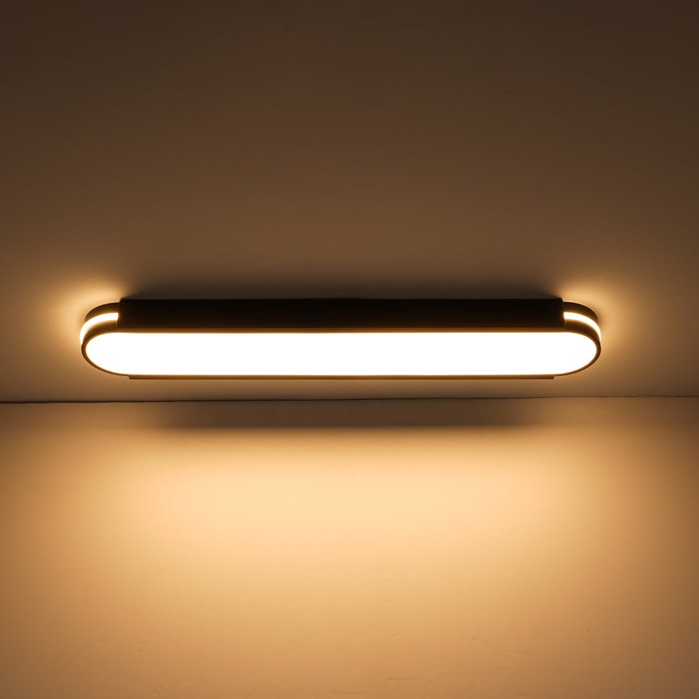 Black Minimalist Oval Dimmable LED Flush Mount Light