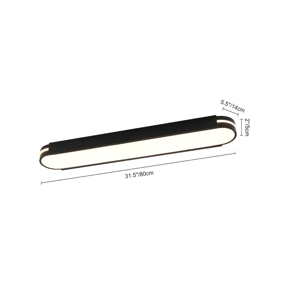Black Minimalist Oval Dimmable LED Flush Mount Light