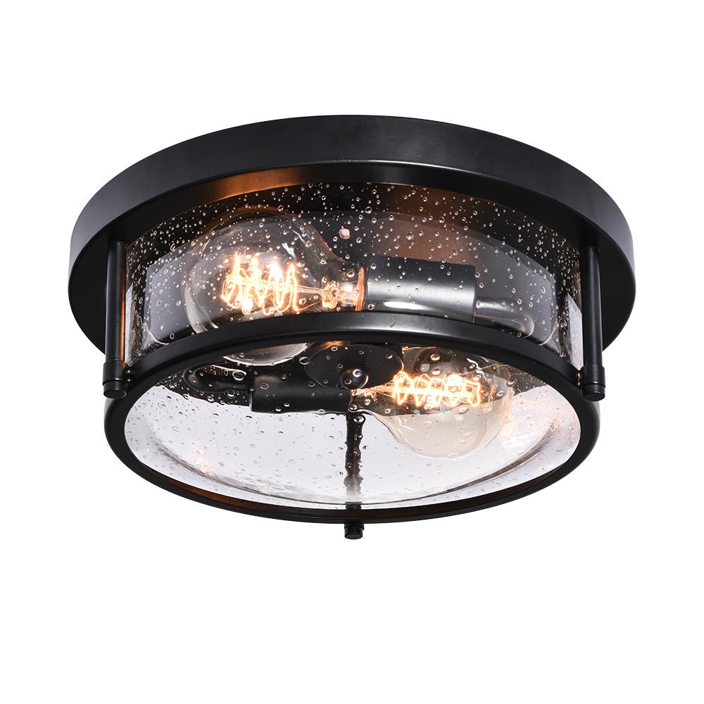 Black Seeded Glass Flush Mount