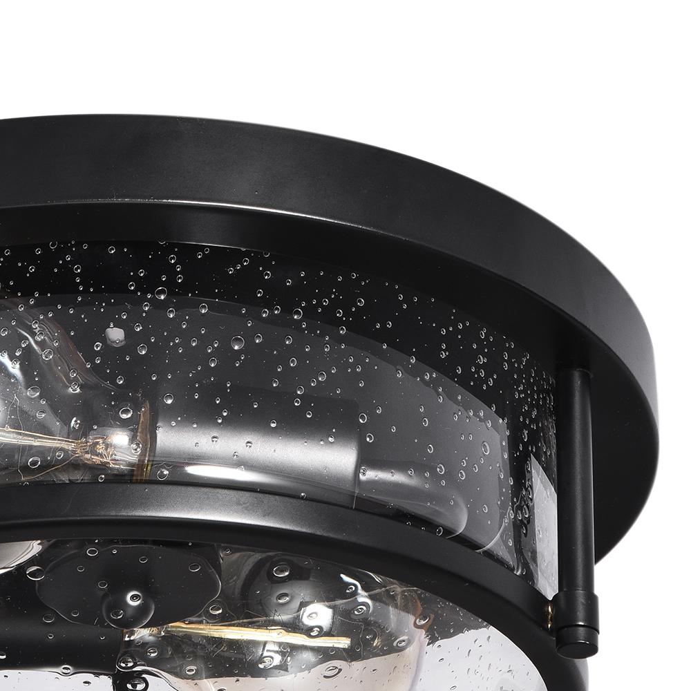 Black Seeded Glass Flush Mount