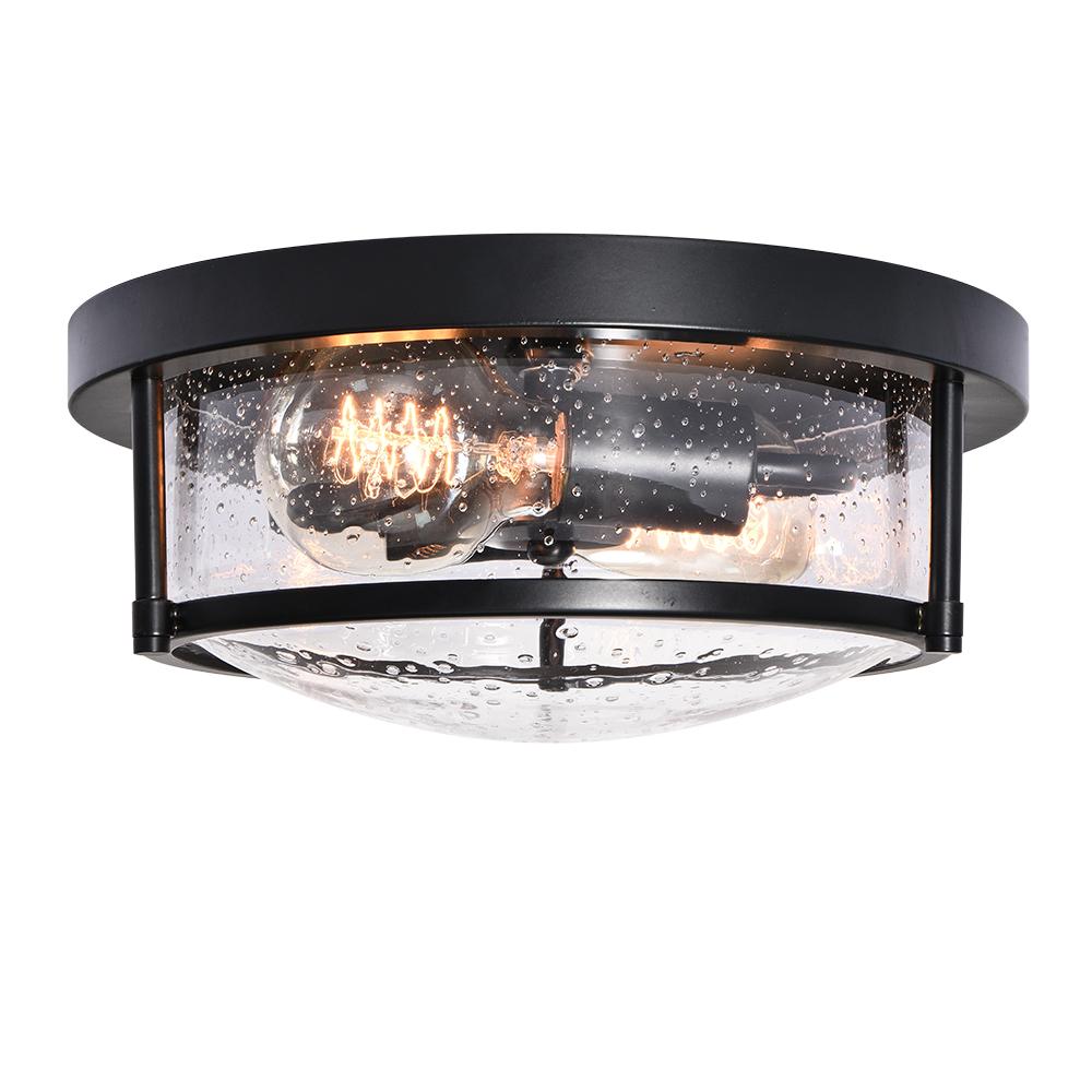 Black Seeded Glass Flush Mount