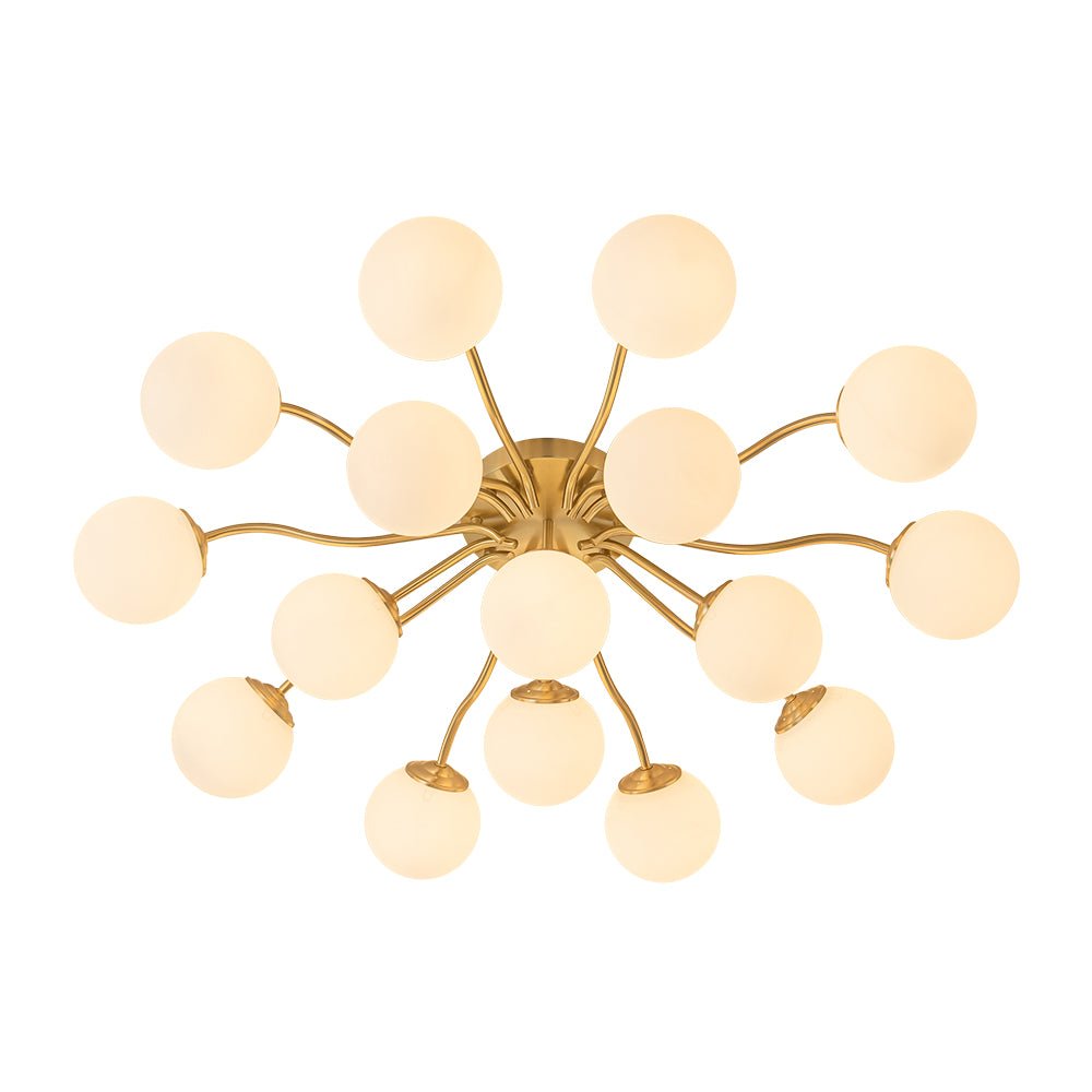 Bloom Brass Frosted Glass Bubble Semi Flush Chandelier