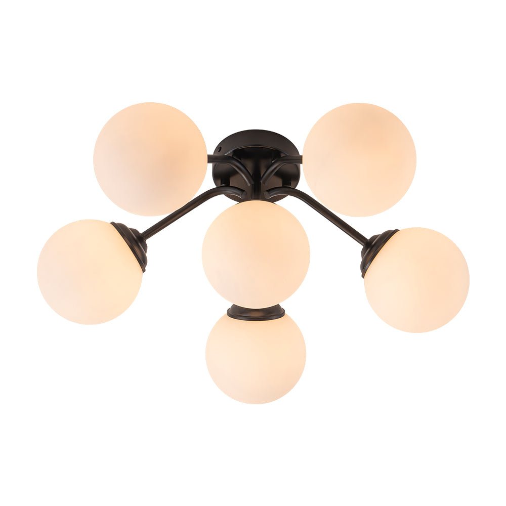 Bloom Brass Frosted Glass Bubble Semi Flush Chandelier