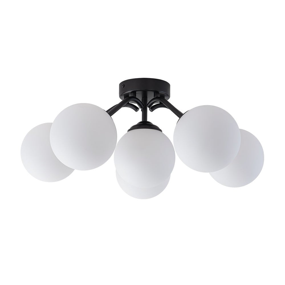 Bloom Brass Frosted Glass Bubble Semi Flush Chandelier