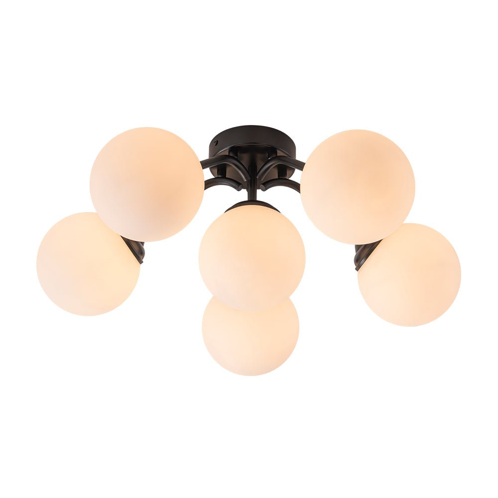 Bloom Brass Frosted Glass Bubble Semi Flush Chandelier