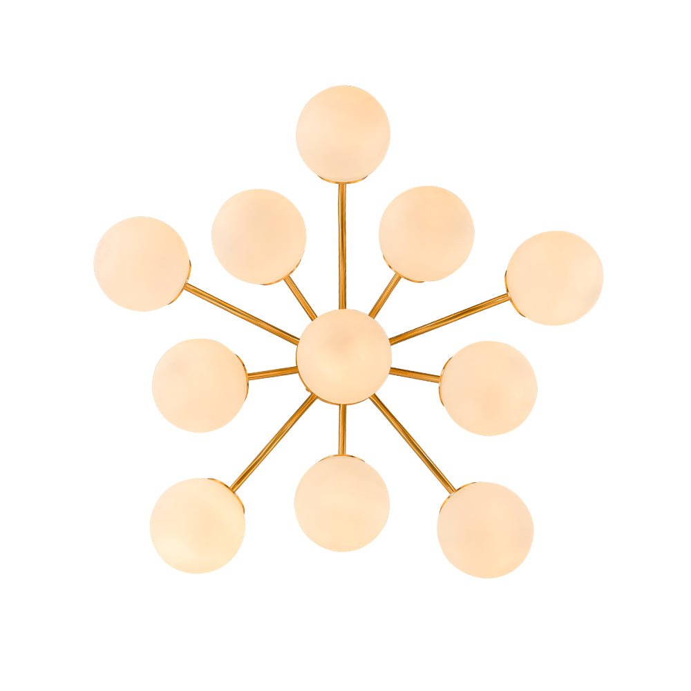 Bloom Brass Frosted Glass Bubble Semi Flush Chandelier