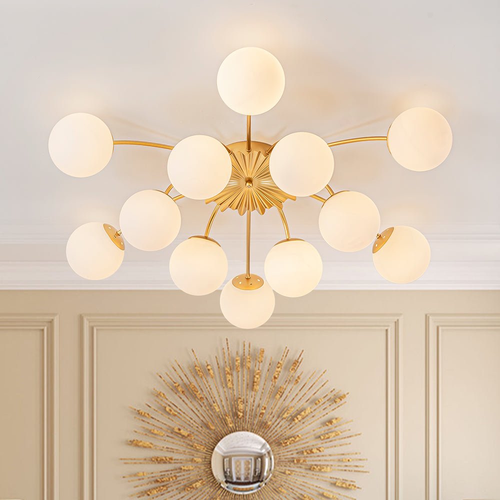 (OpenBox) Blossom 12-Light Opal Glass Bubble Semi Flush Chandelier