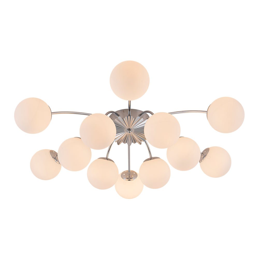 (OpenBox) Blossom 12-Light Opal Glass Bubble Semi Flush Chandelier