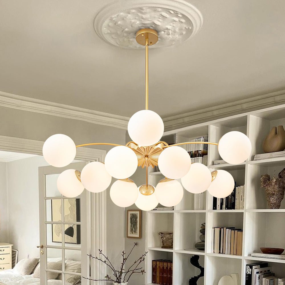 (OpenBox) Blossom 12-Light Opal Glass Bubble Semi Flush Chandelier