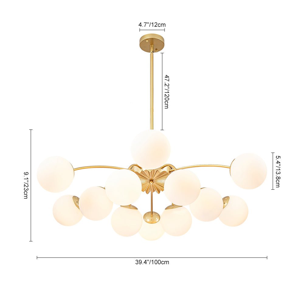 (OpenBox) Blossom 12-Light Opal Glass Bubble Semi Flush Chandelier