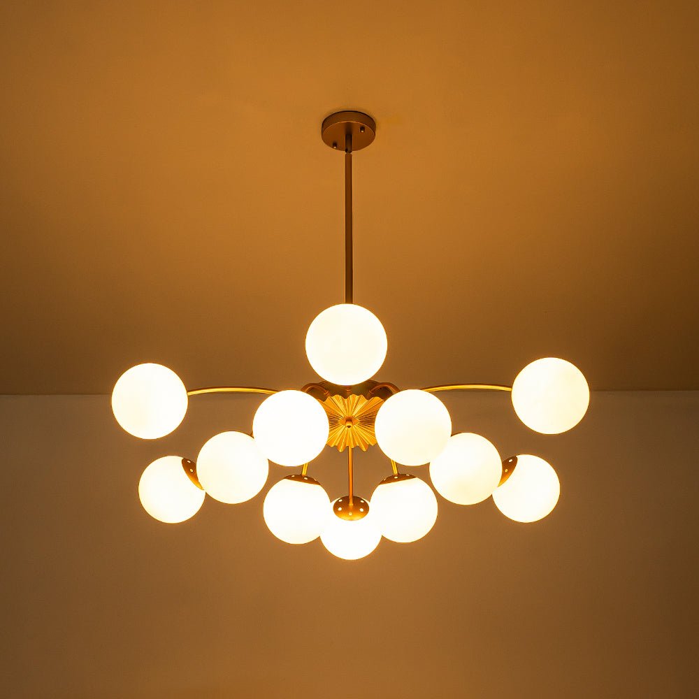 (OpenBox) Blossom 12-Light Opal Glass Bubble Semi Flush Chandelier