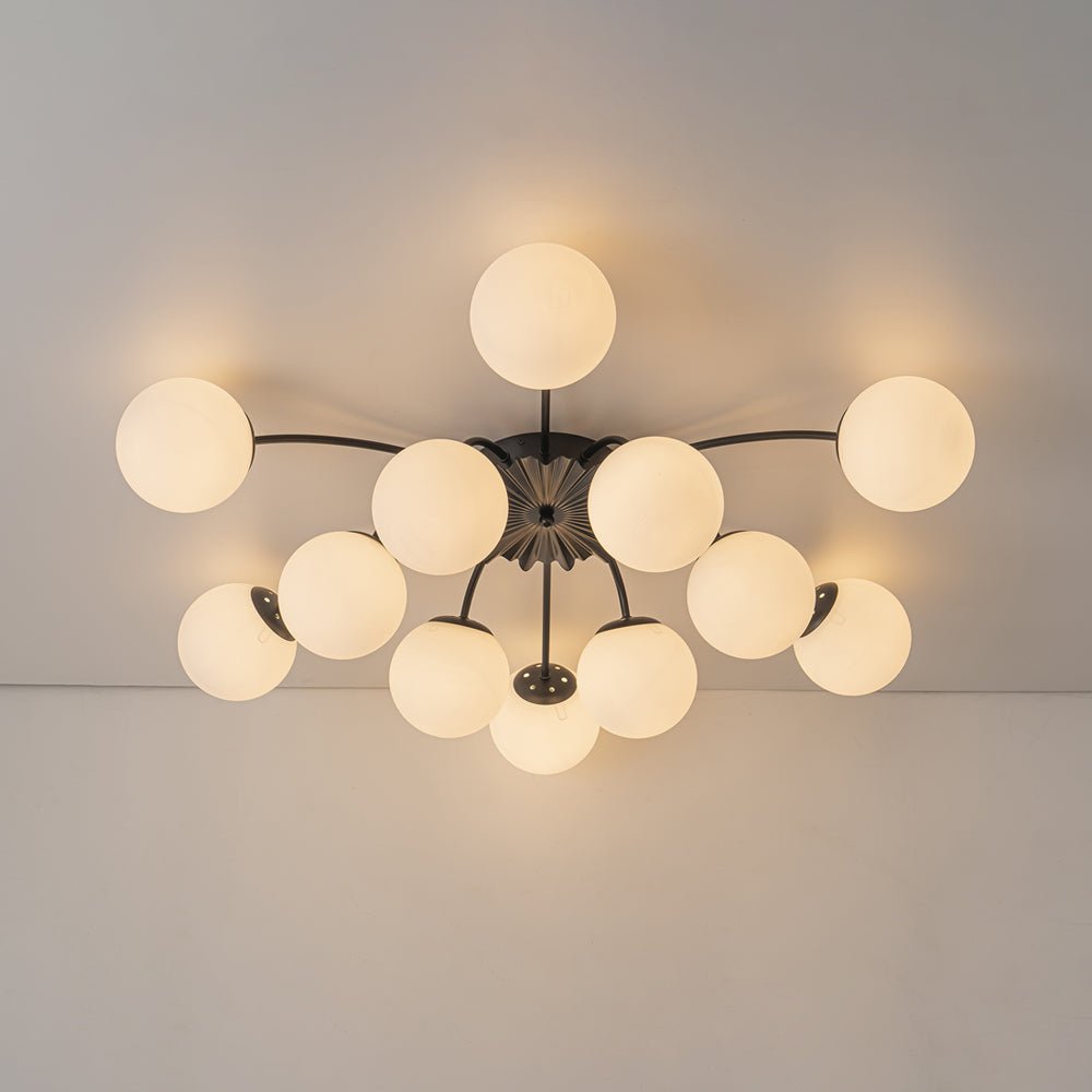 (OpenBox) Blossom 12-Light Opal Glass Bubble Semi Flush Chandelier