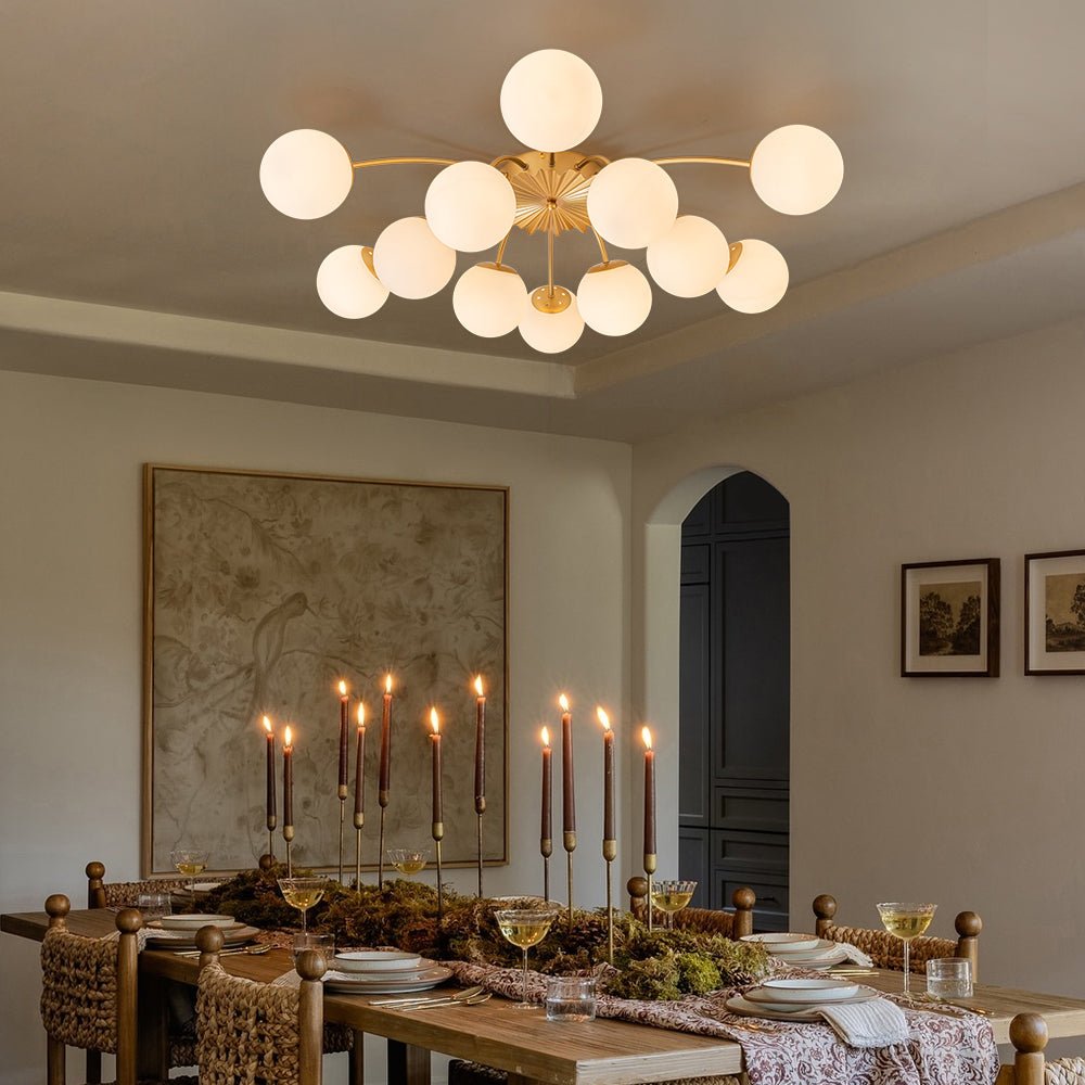 (OpenBox) Blossom 12-Light Opal Glass Bubble Semi Flush Chandelier
