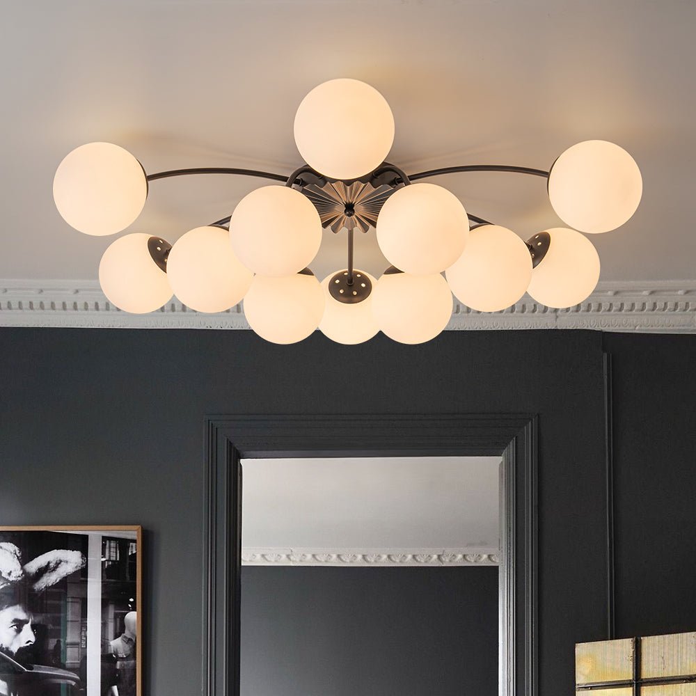 (OpenBox) Blossom 12-Light Opal Glass Bubble Semi Flush Chandelier