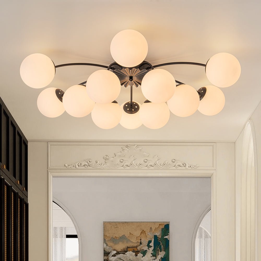 (OpenBox) Blossom 12-Light Opal Glass Bubble Semi Flush Chandelier