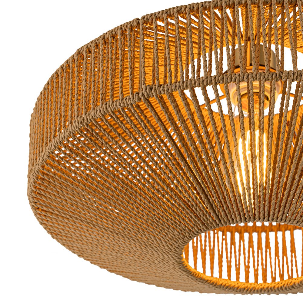 Bohemian Brown Woven Hemp Rope Cage Ceiling Light