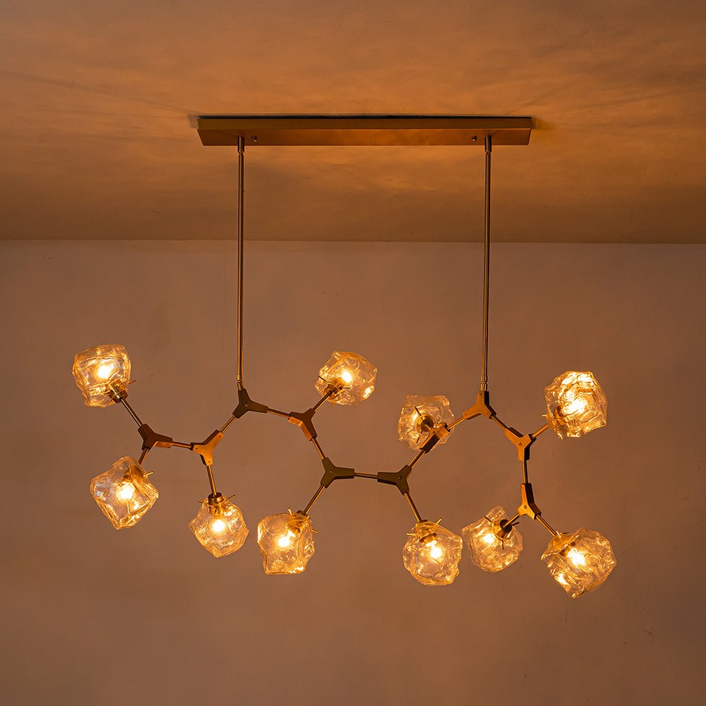 (OpenBox) Brass 10-Light Branch Frozen Glass Ice Style Island Pendant