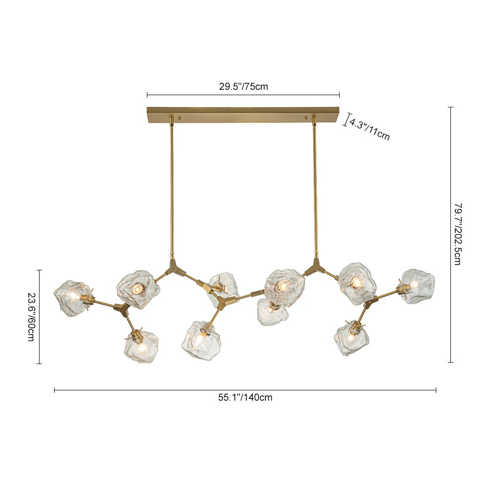 (OpenBox) Brass 10-Light Branch Frozen Glass Ice Style Island Pendant