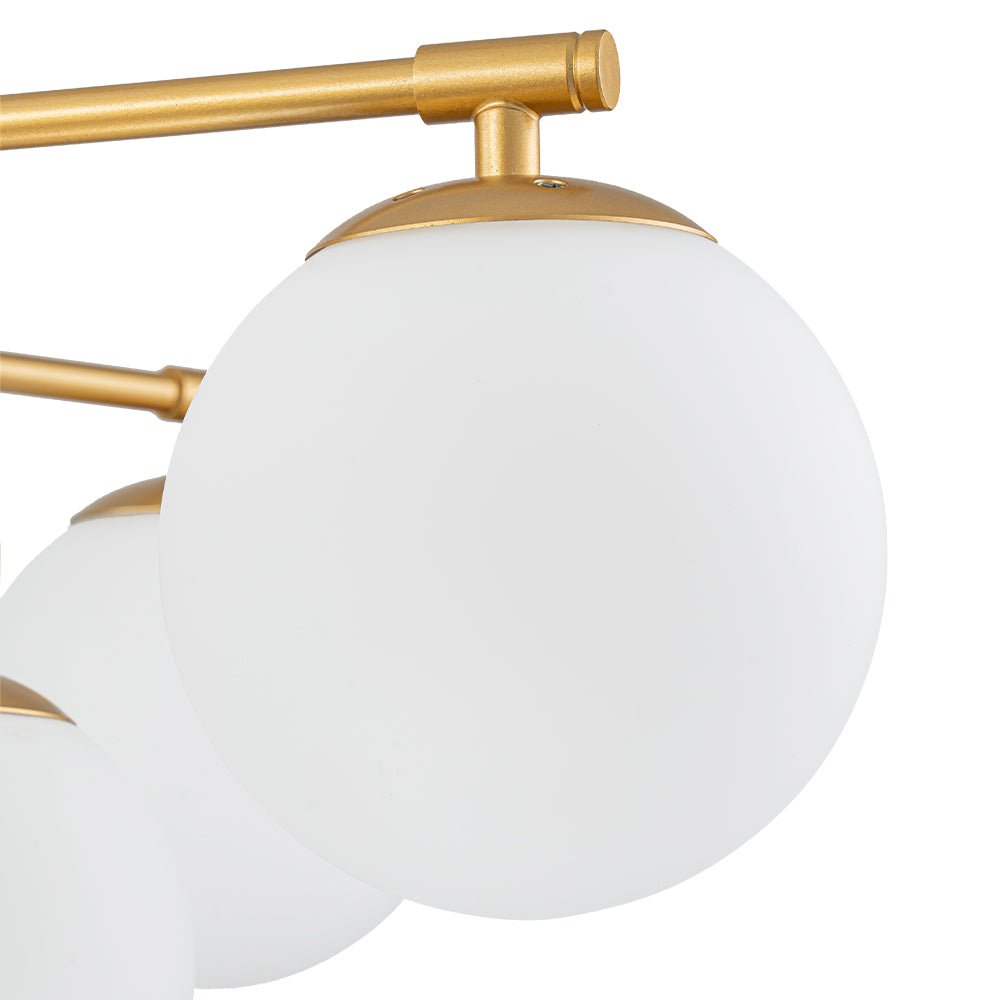 12-Light Brass Tiered Opal Glass Bubble Semi Flush Chandelier