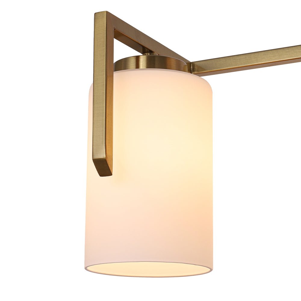 Brass 3-Light Frosted Glass Cylindrical Shade Vanity Wall Sconce